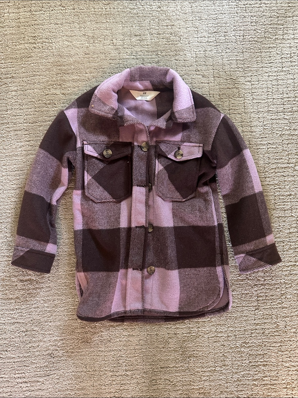 Girls Lavender& maroon Plaid Shacket Jacket